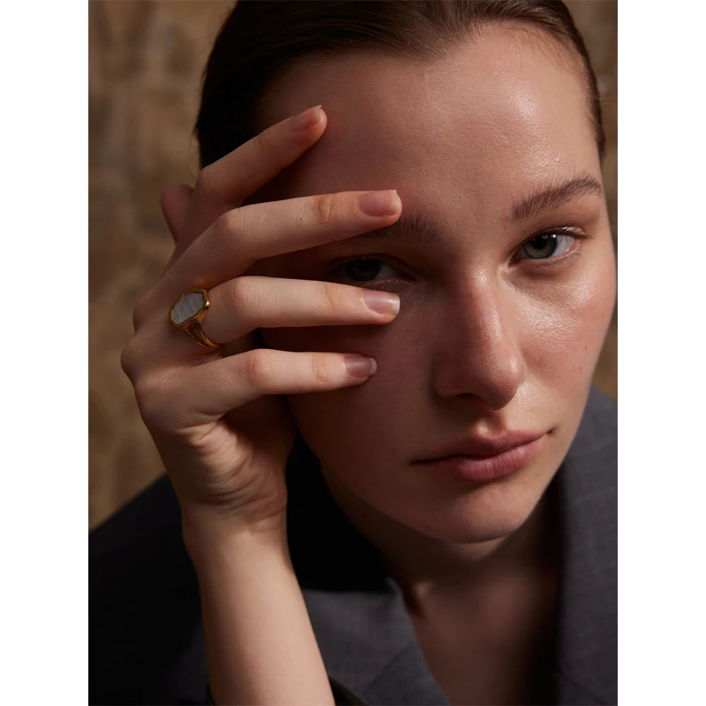 Adjustable ring size stainless steel shell ring beautiful