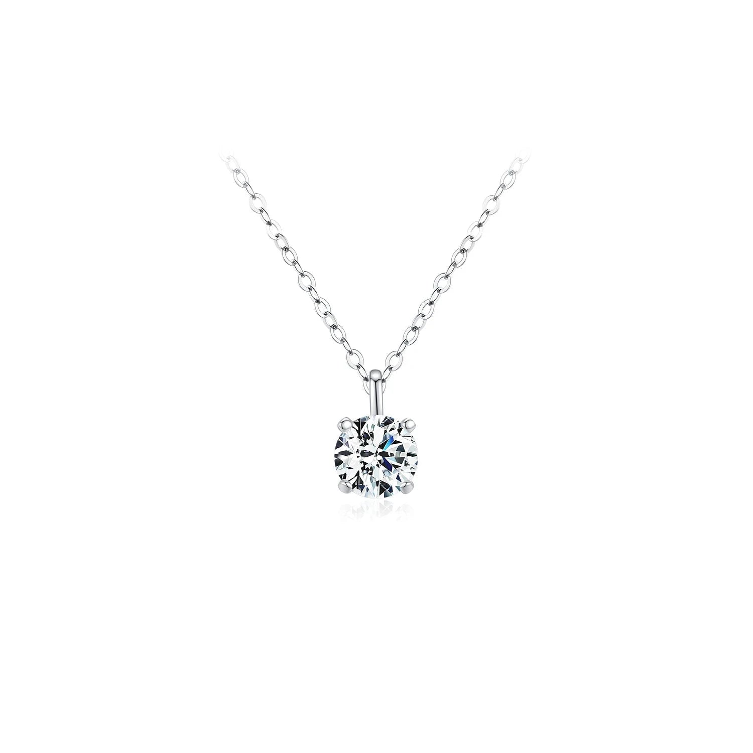 1ct VVS1 moissanite diamond pendant necklace on a 925 sterling silver chain necklace