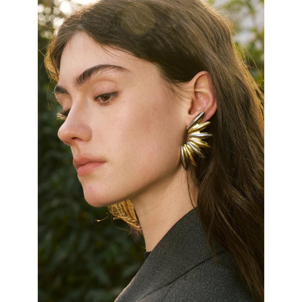 Stainless steel earrings plated with 18k gold for women