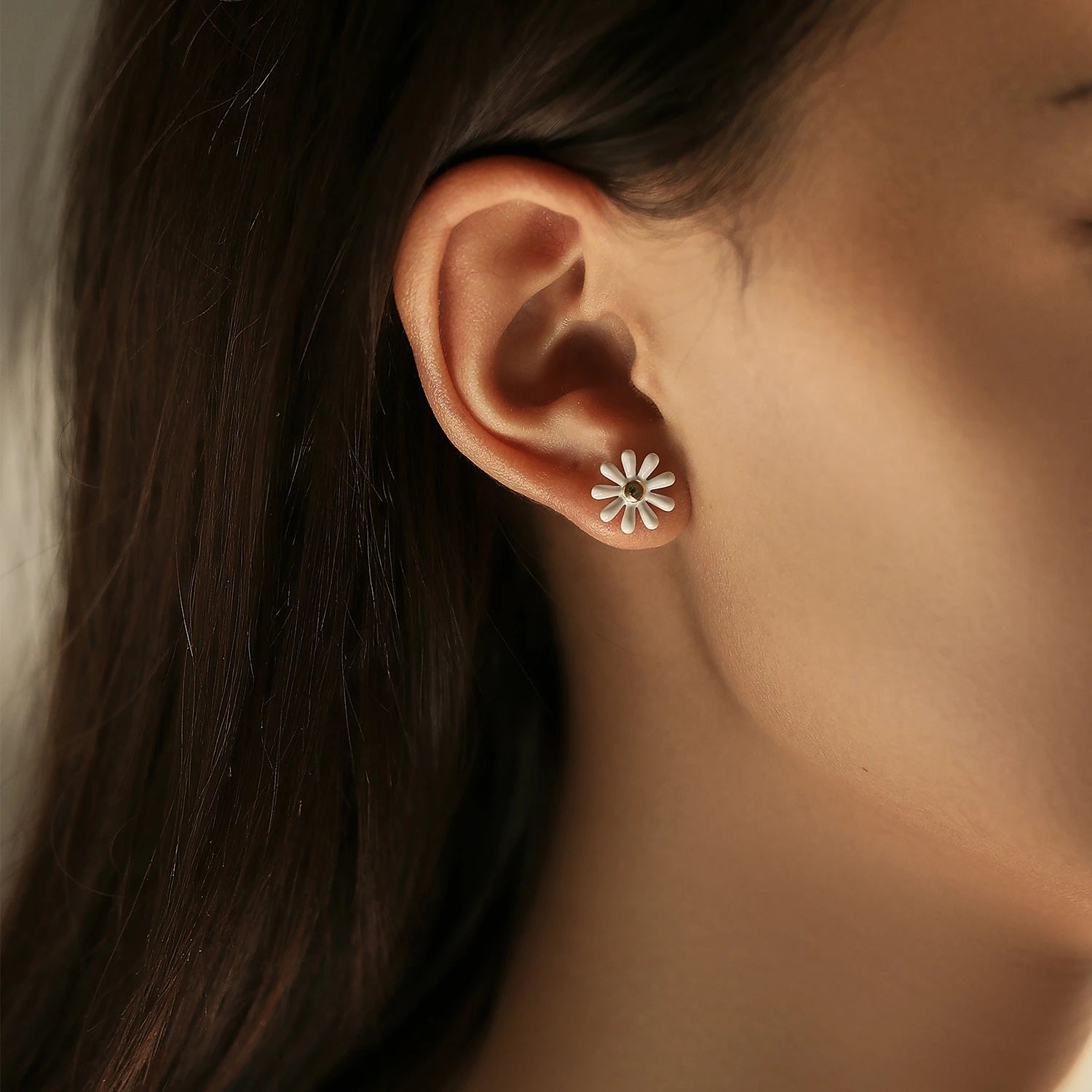 Silver stud earrings showing a clean sterling silver earrings finish