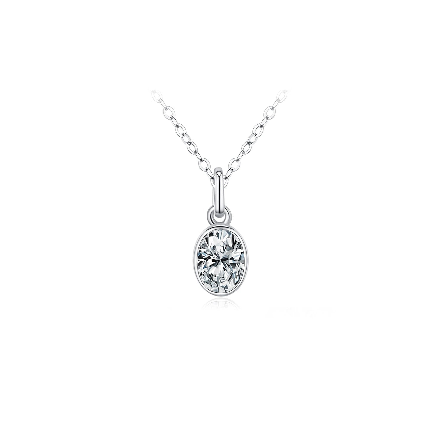 Oval moissanite pendant necklace in 925 sterling silver for women