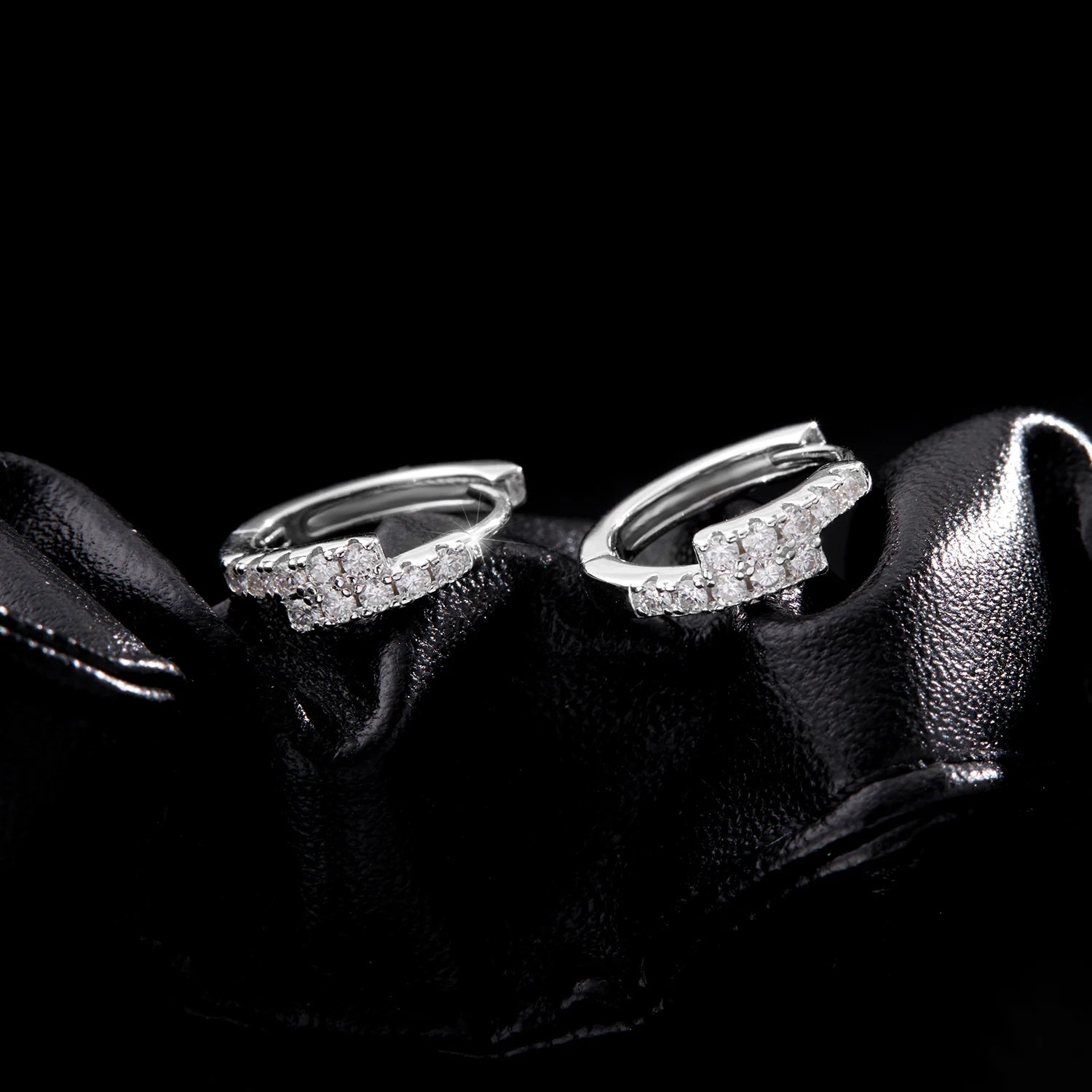 Minimalist sterling silver earrings with D-Color moissanite sparkle