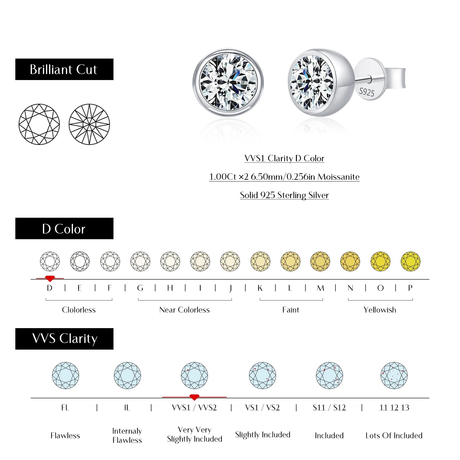 Sterling silver earrings designed for wedding and fine jewelry style