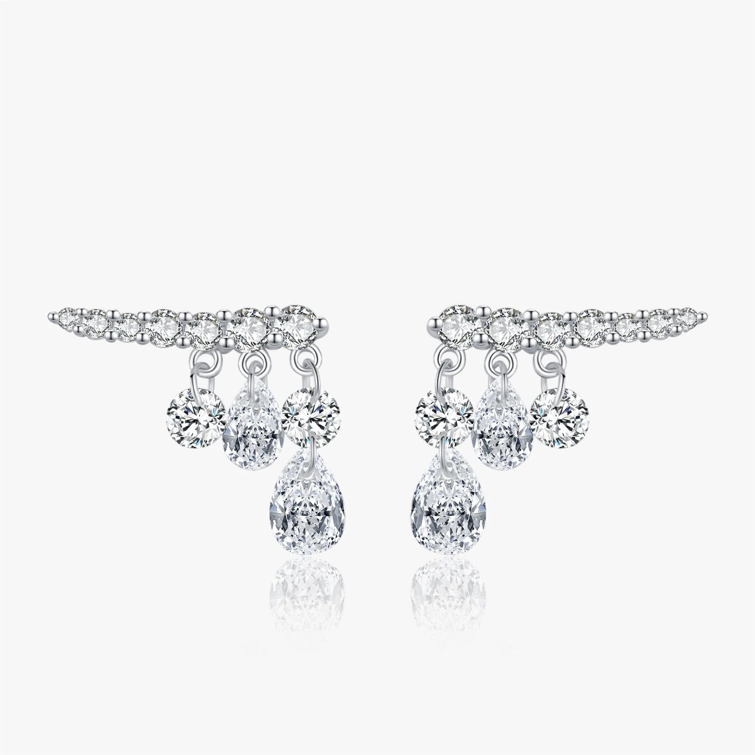 Silver earrings water drop shape sterling silver stud style