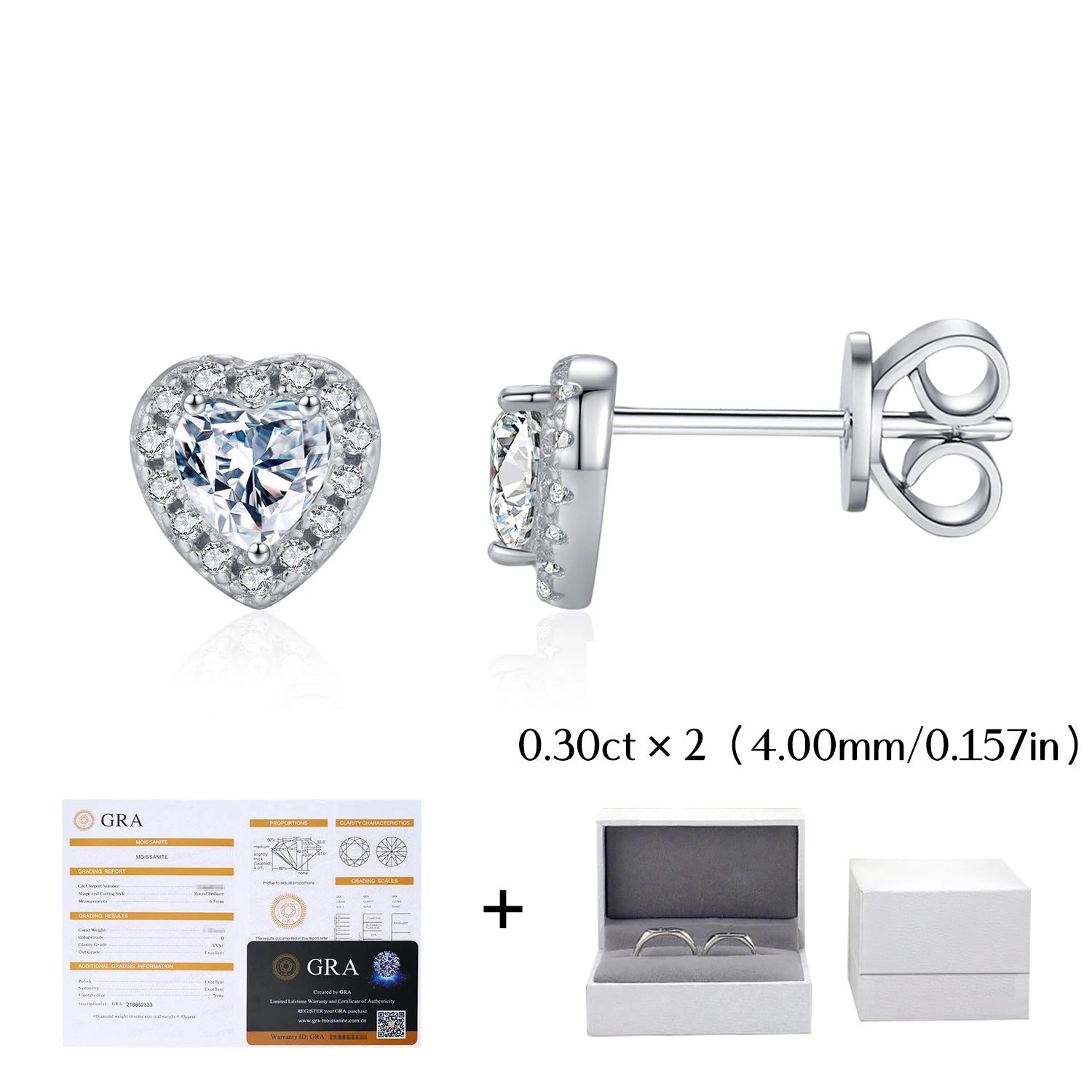 Clean background showing sterling silver and moissanite earrings