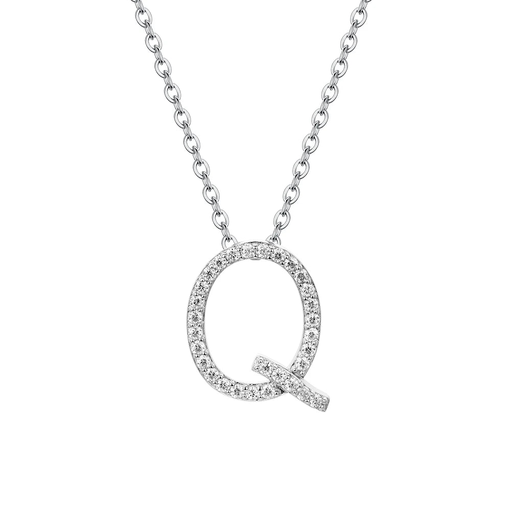 Necklace letter Q on a sterling silver chain in a necklace and pendant style
