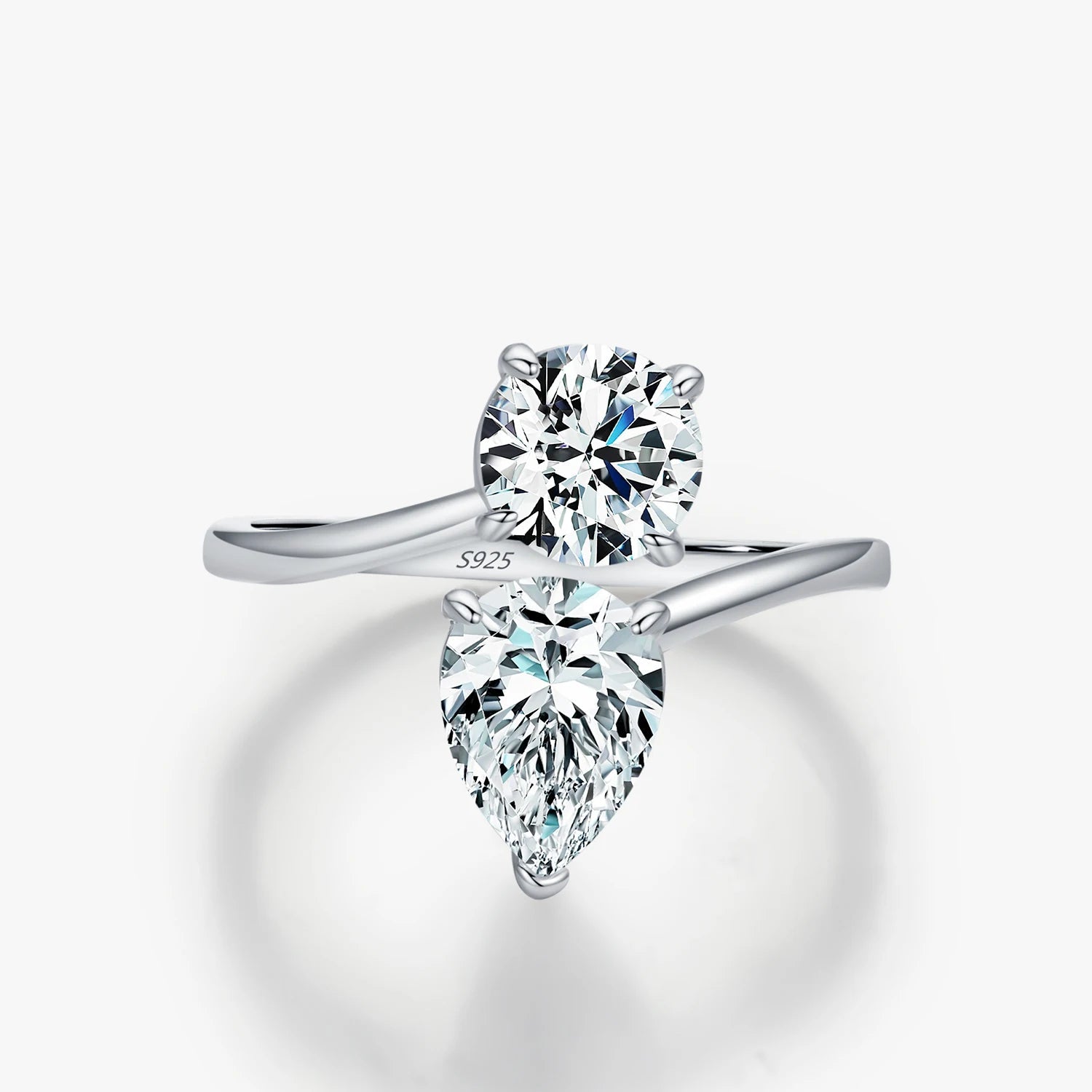 Ethereal cubic zirconia ring with interweaving clear stones