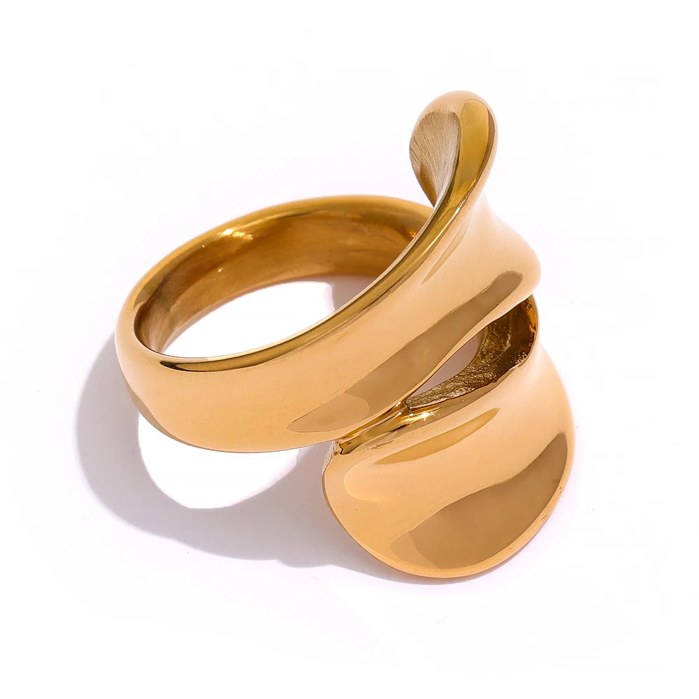Gold ring with ring size shown as ring gold ring in gold jewelry tone