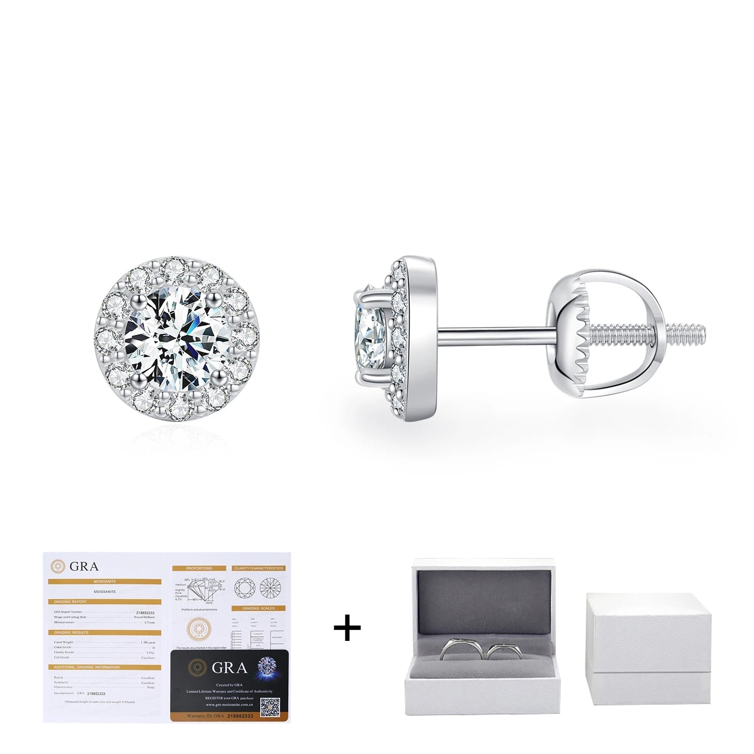 Macro facets on 1CT moissanite earrings in classic stud earrings form