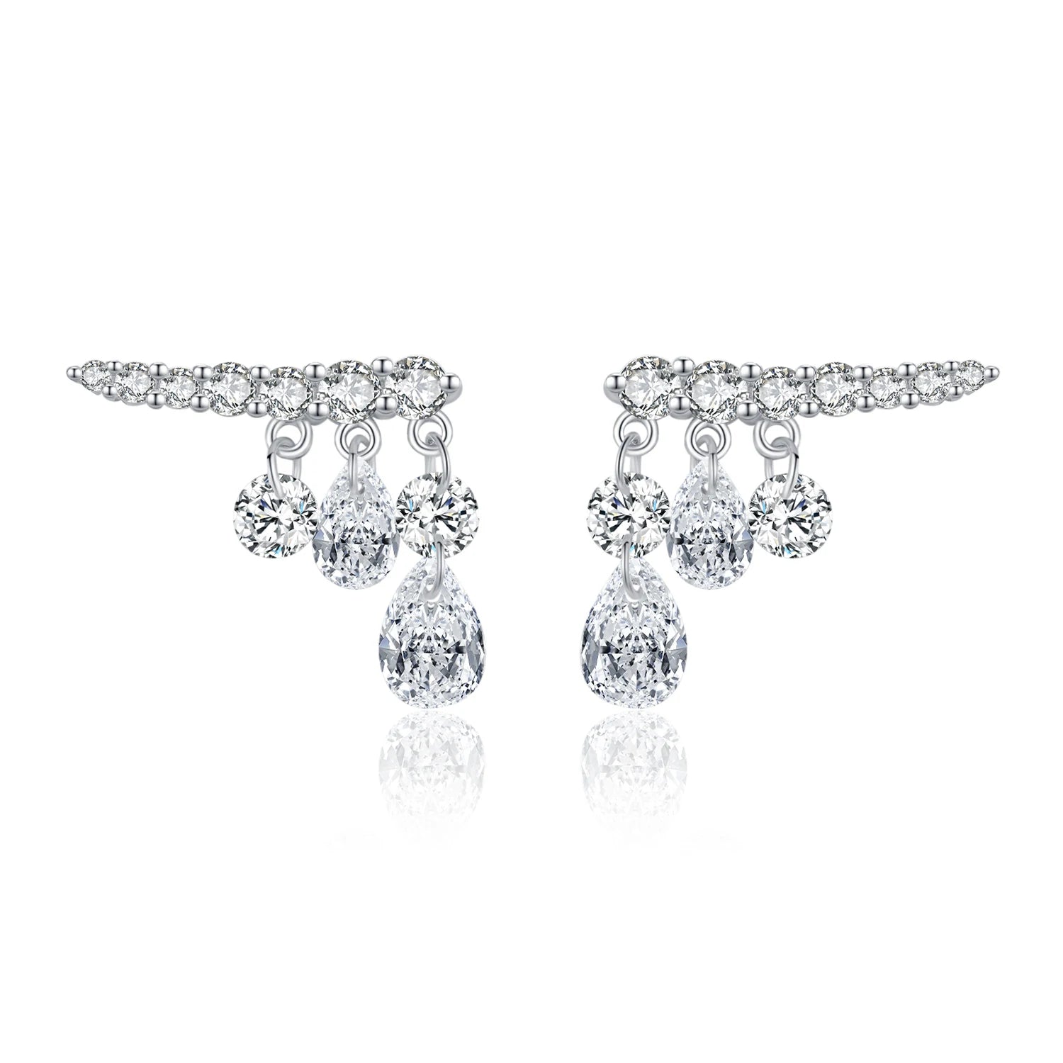 Earrings drop silver with sparkle and sterling finish