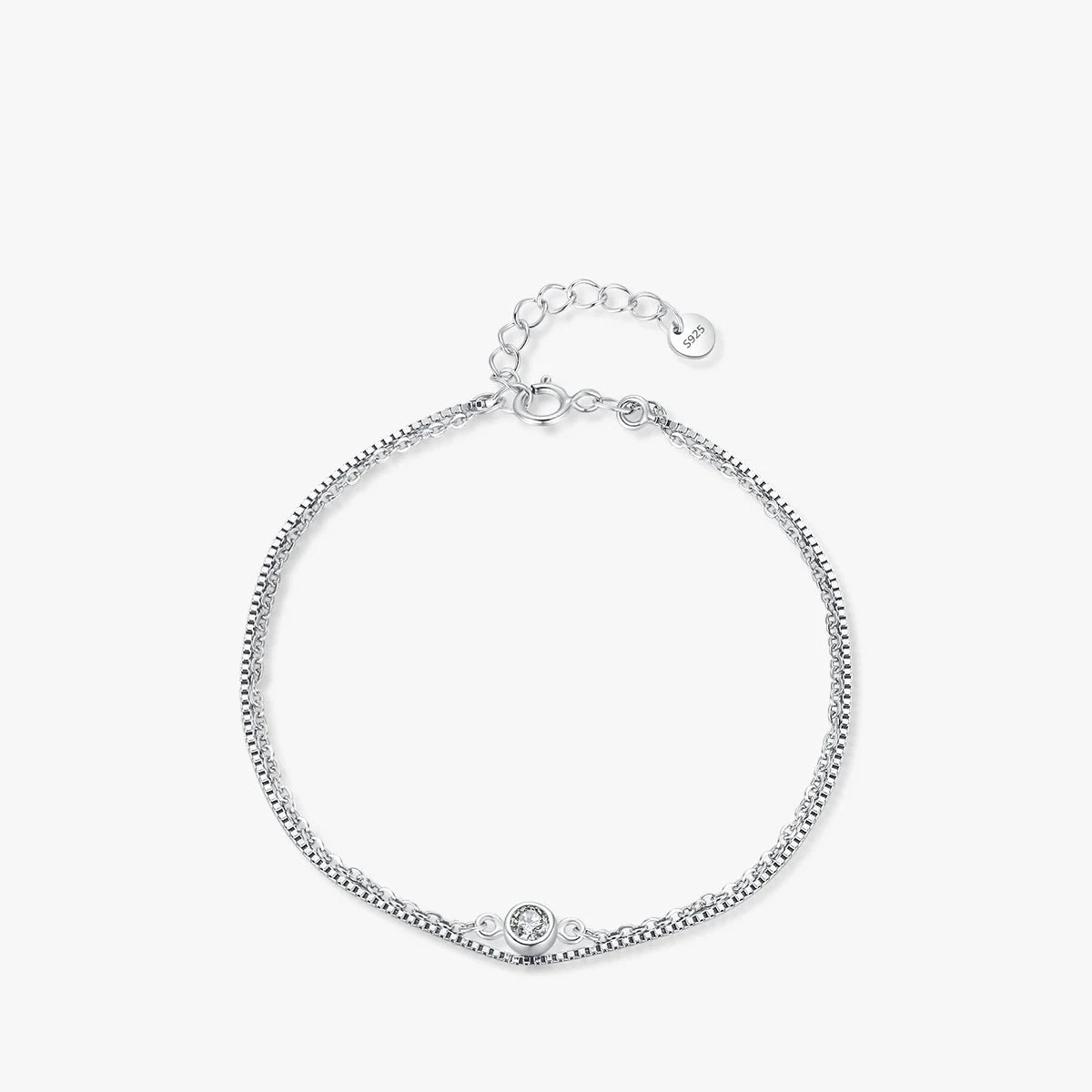 Sterling silver bracelet in 925 sterling silver with silver color glow