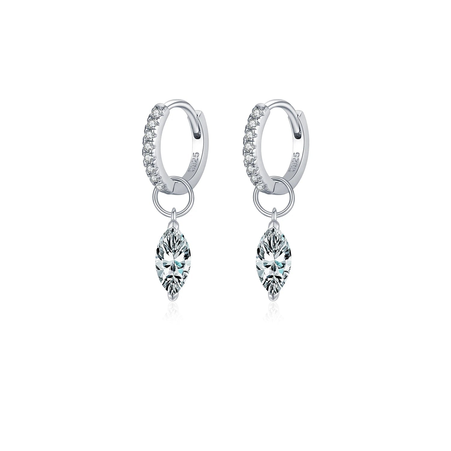 Sterling silver hoop earrings with moissanite diamond shine