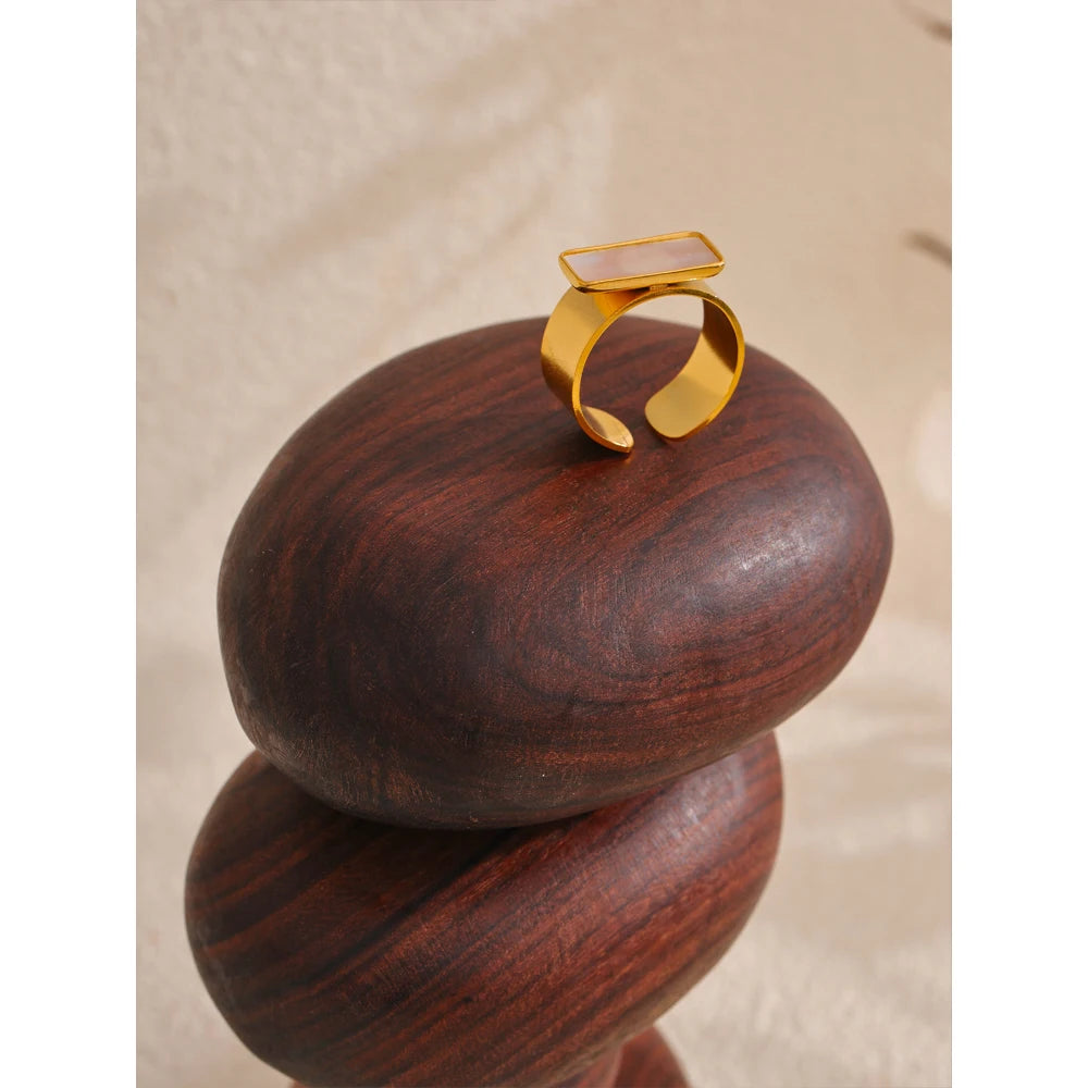 Shell ring stainless steel in jewelry style for women