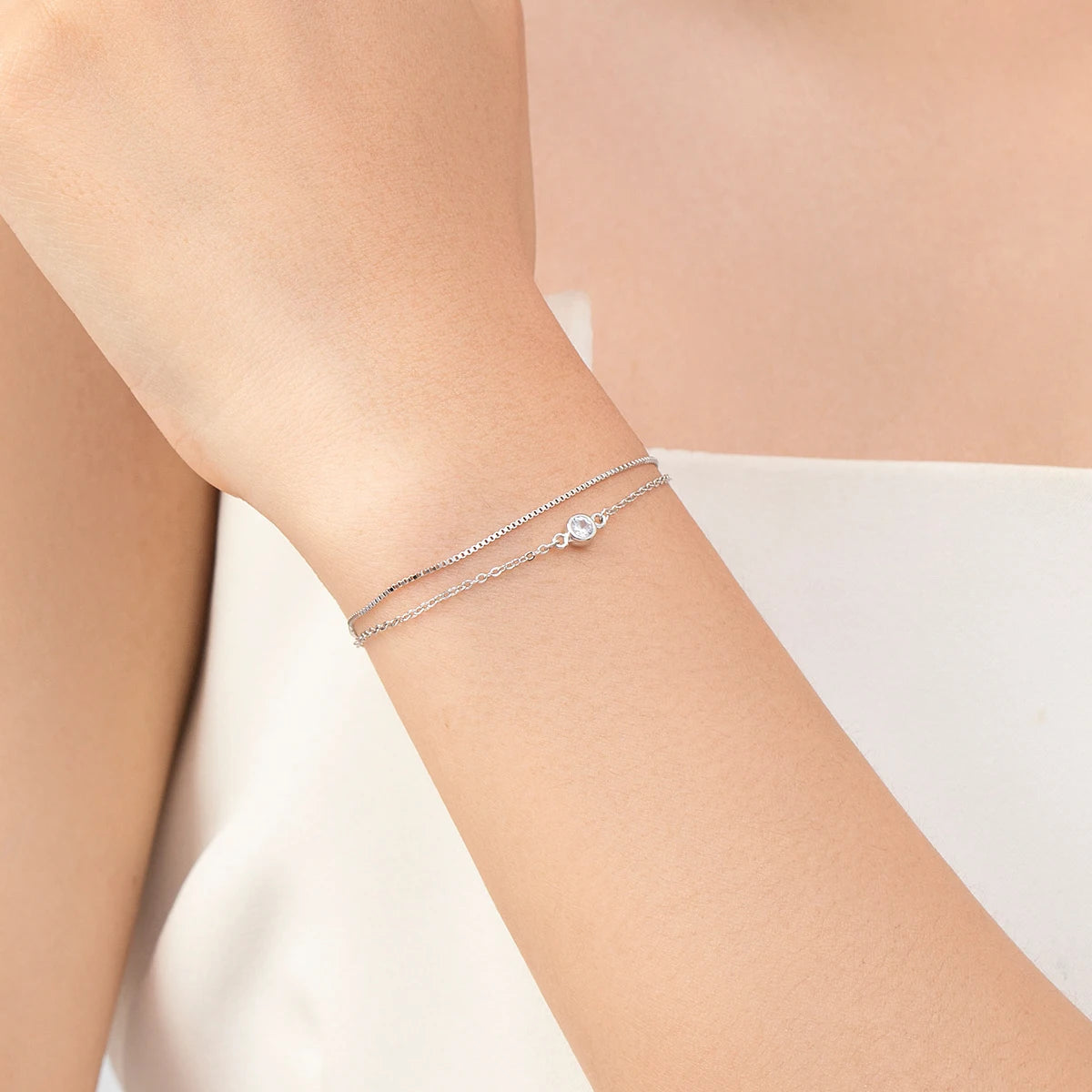 Minimalist bracelet chain showing a sleek 925 silver finish