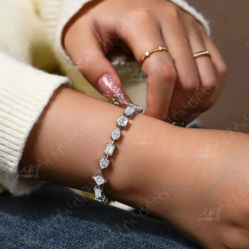 Gold plated moissanite bracelet option solid silver base