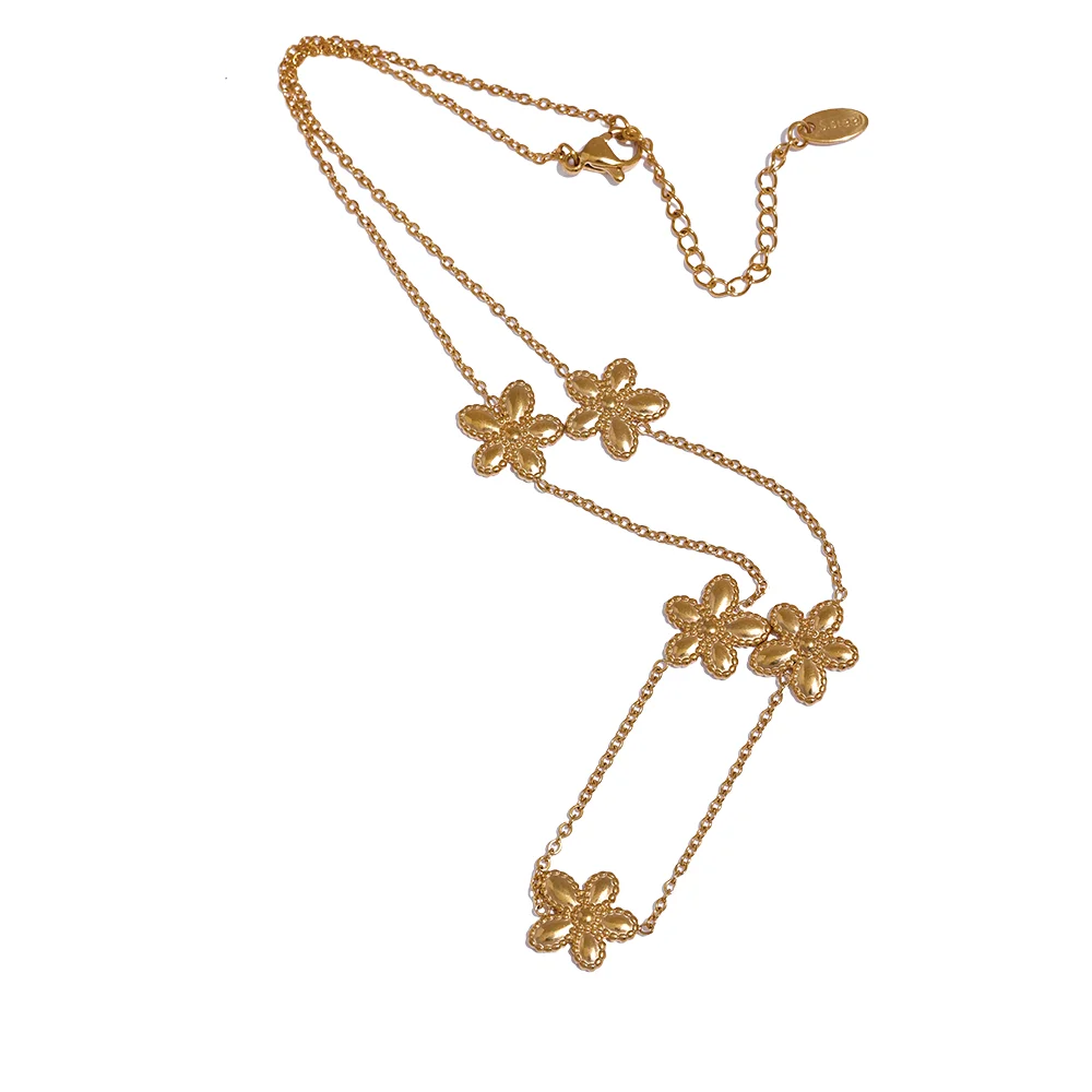 Flower necklace and chain gold chain matched with flower bracelet