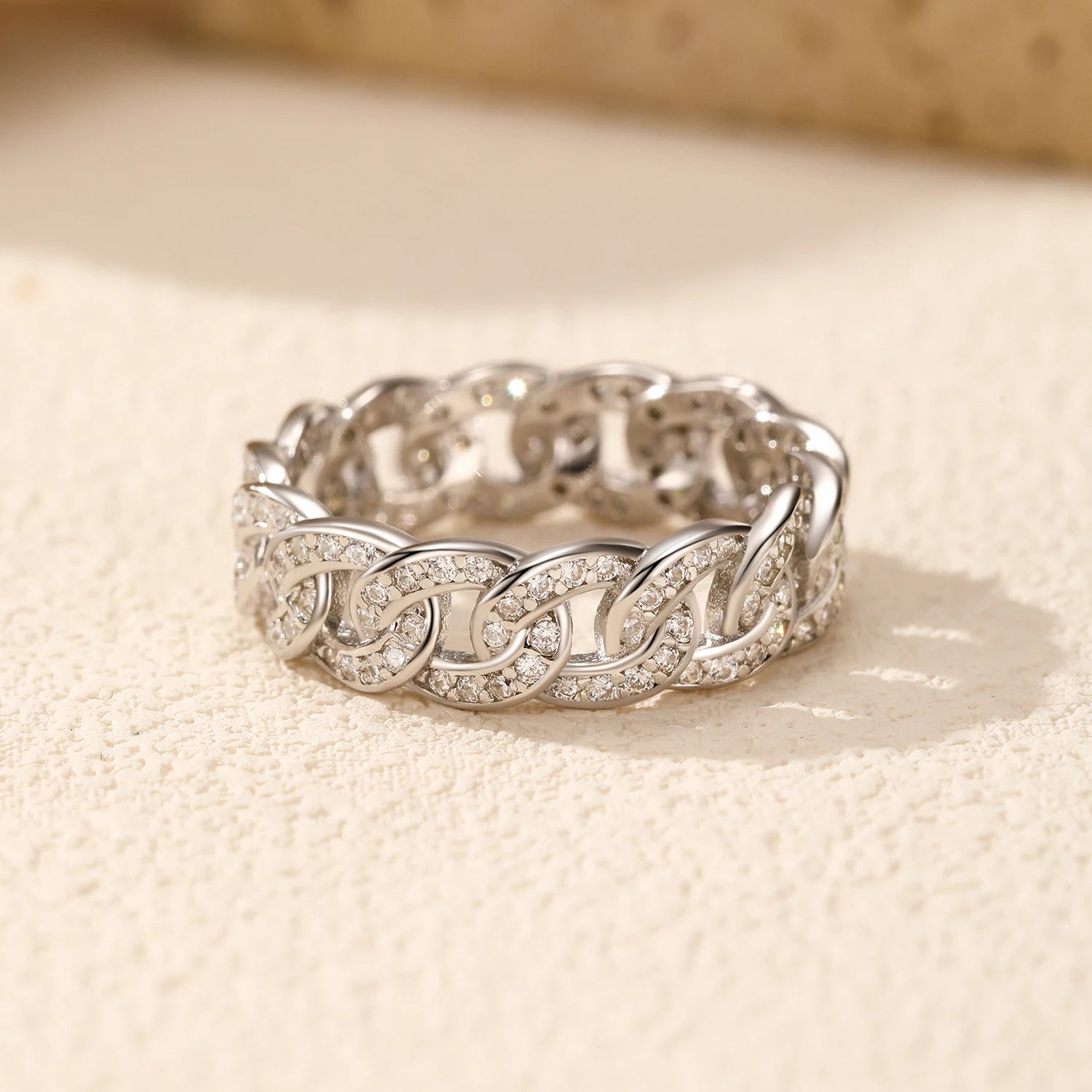 925 sterling silver eternity band ring with clear cubic zirconia