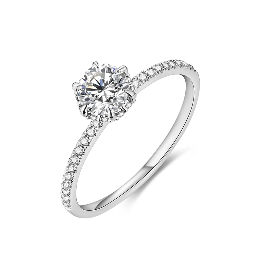 Engagement ring for women with round cut 1.0ct moissanite