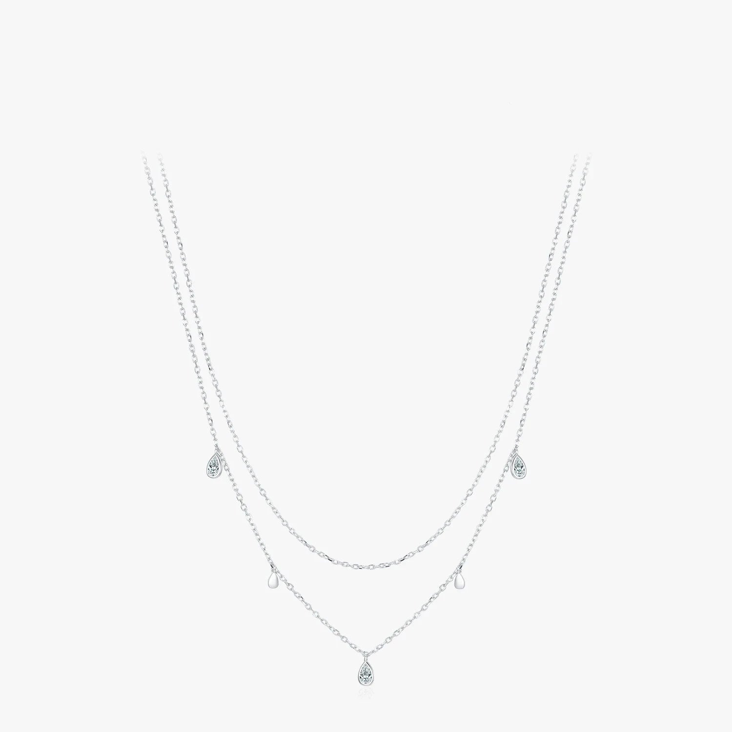 Elegant silver necklace styled as a pendant necklace with moissanite jewelry