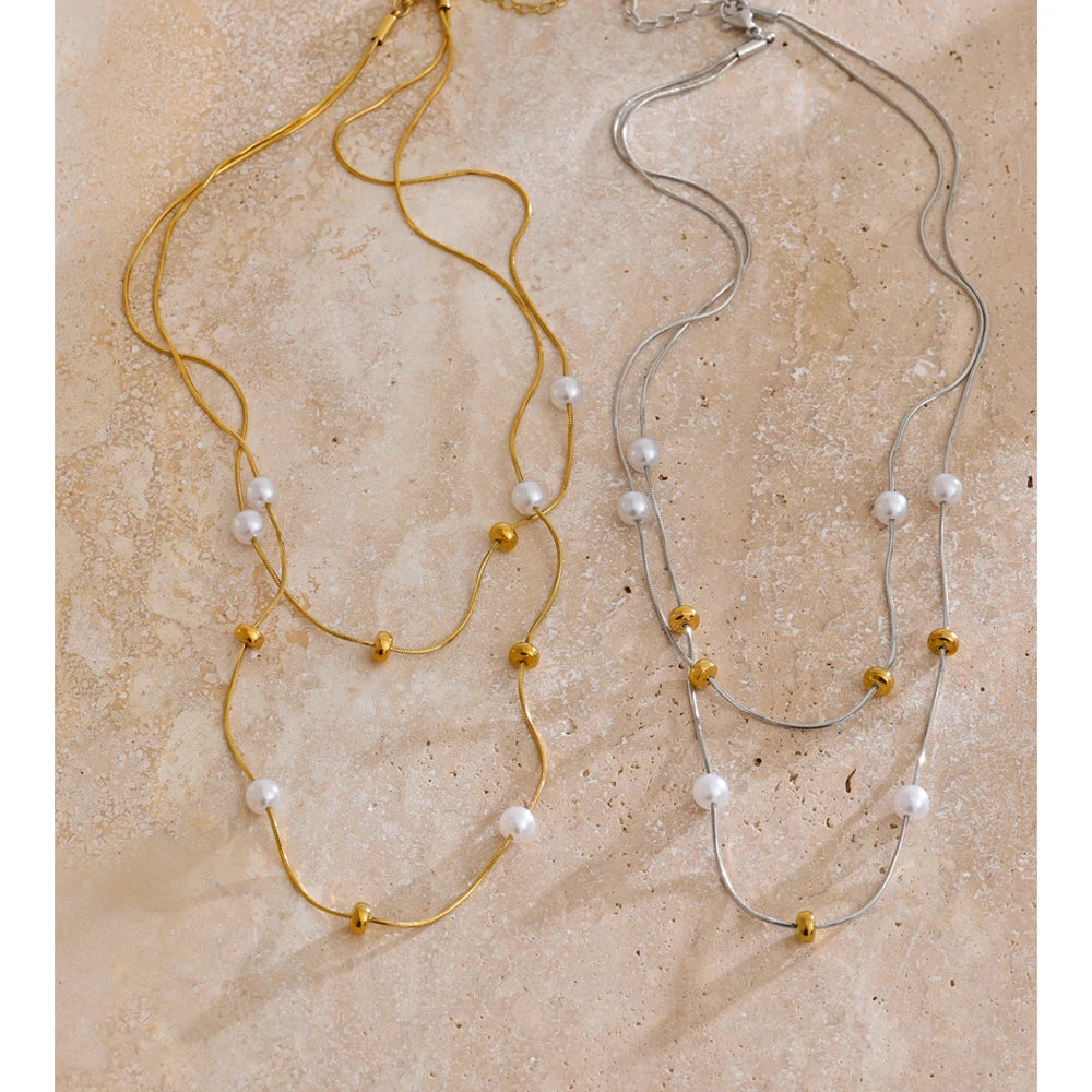 Elegant necklace pearl necklace design with layered chains