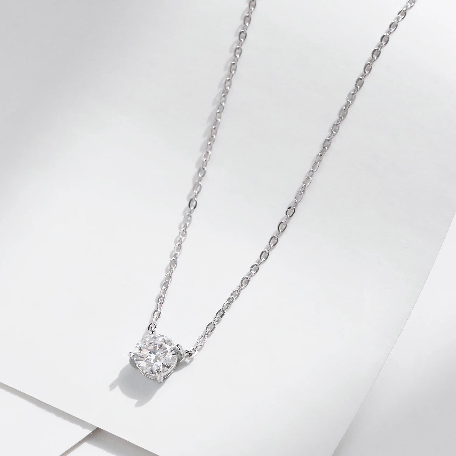 Charm necklace featuring 0.8CT moissanite jewelry on a chain necklace