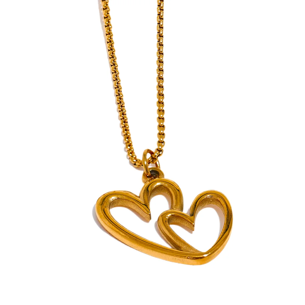 Gold and earrings combination with a fine heart charm necklace