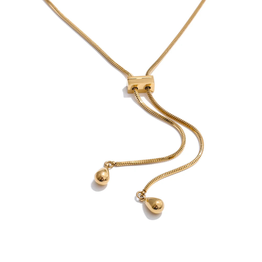 gold plated long chain necklace 72cm stainless steel for women