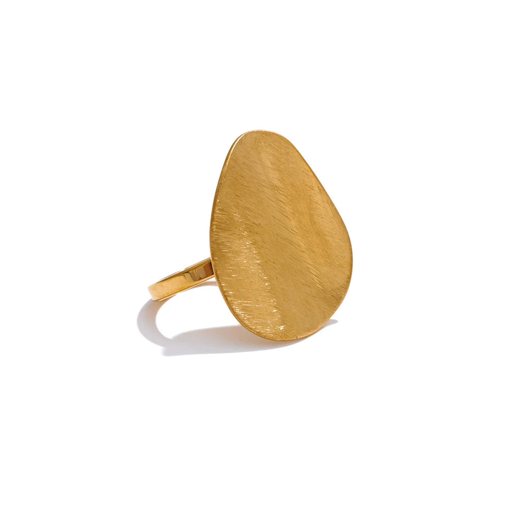 Adjustable gold ring with silver color surface and gold plated glow