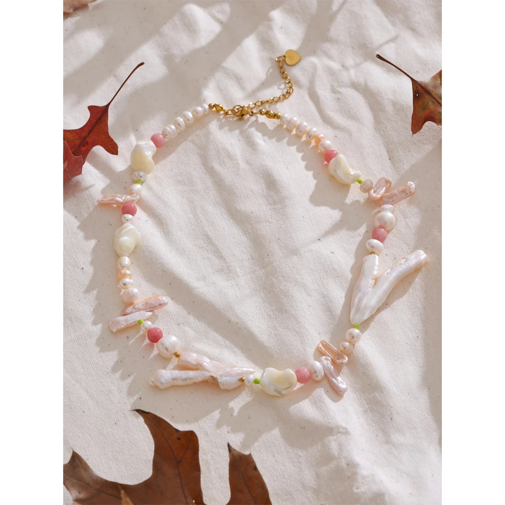 Elegant pearl by pearl necklace with freshwater pearls and collar style