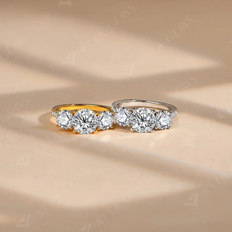 Refined moissanite engagement band paired with rings with moissanite