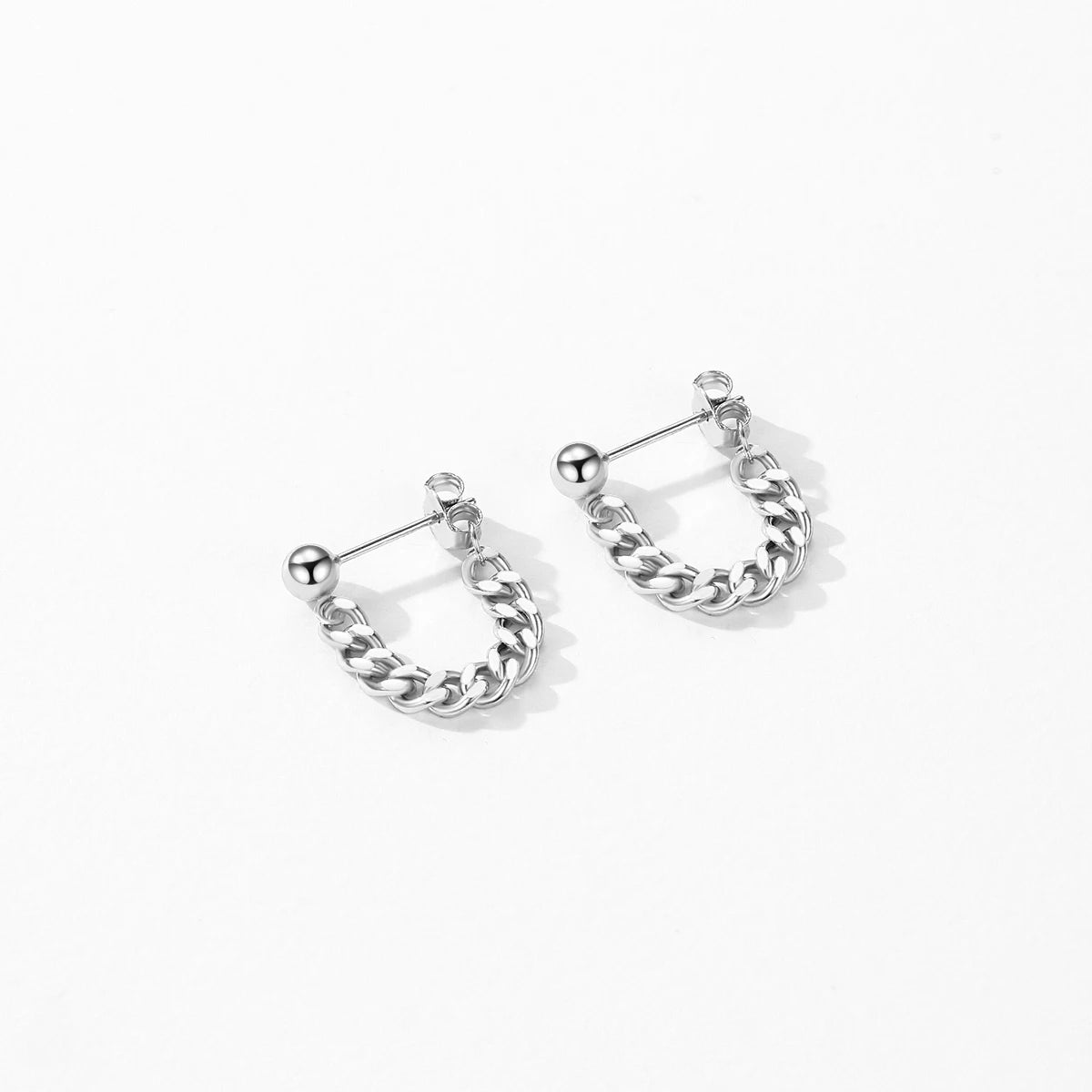 Women’s sterling silver stud earrings with link style