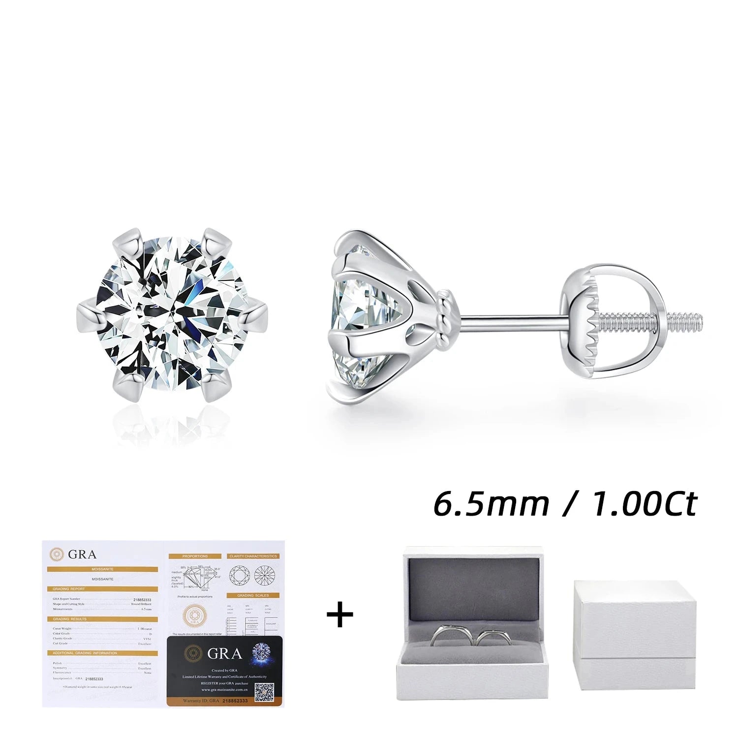 Women stud earrings crafted from 925 sterling silver with moissanite