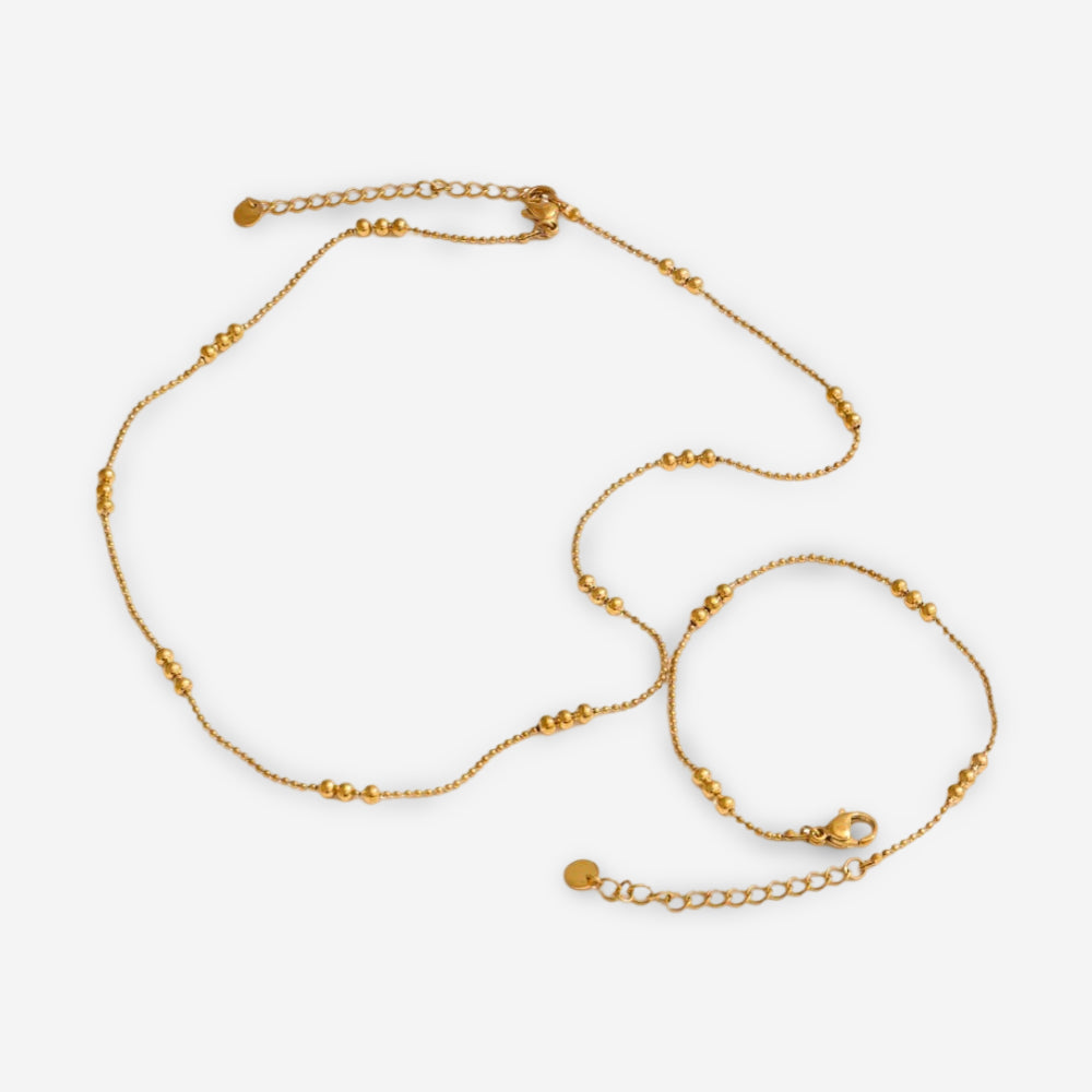 Gold chain necklace with matching bracelet womens gold jewelry
