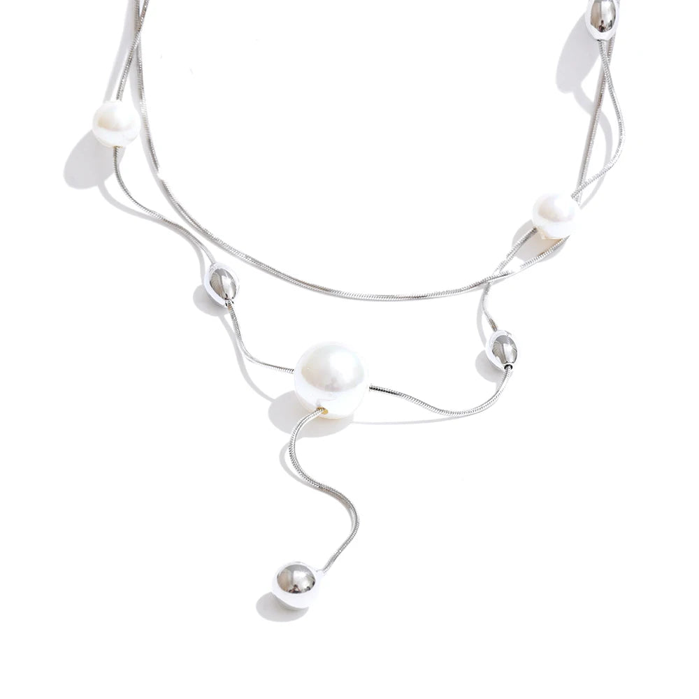Necklace charms style with imitation pearl beads