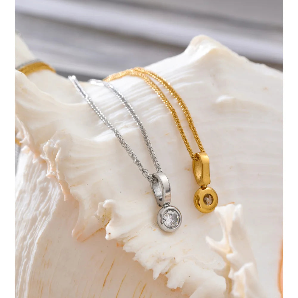 Stylish long necklace gold plated stainless steel jewelry piece