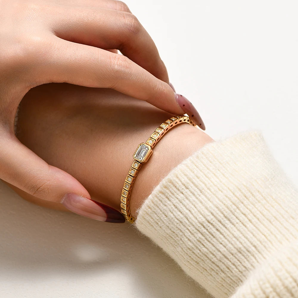 Asscher moissanite tennis bracelet elegant piece for women