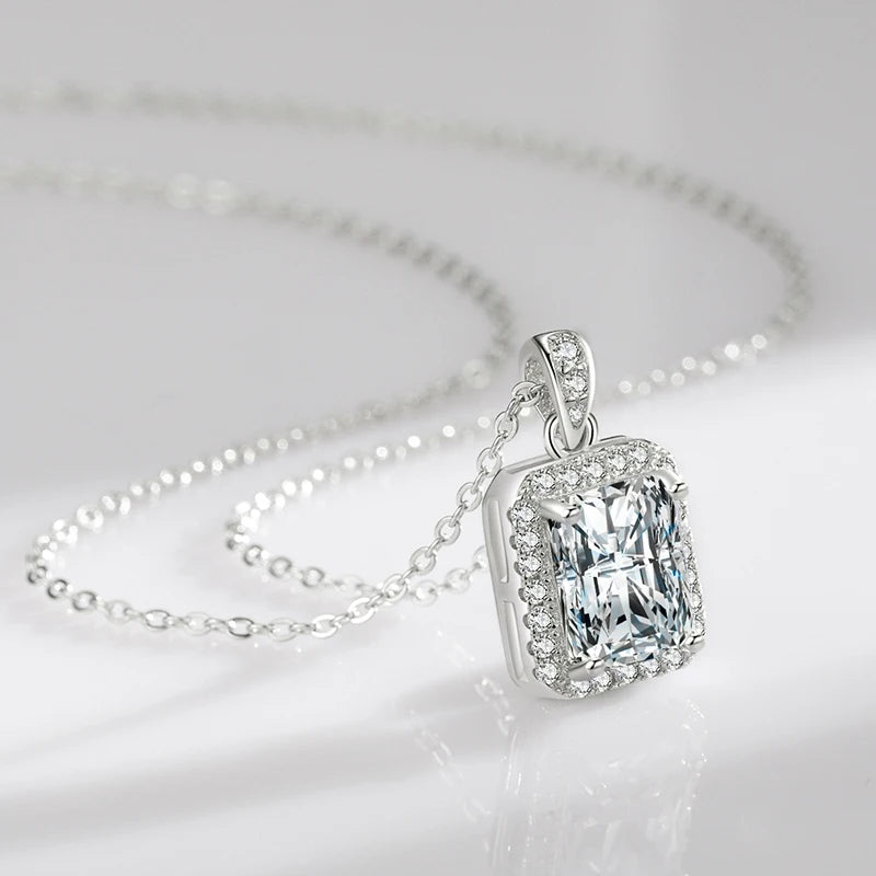 Sterling silver necklace styled as a long necklace with cz