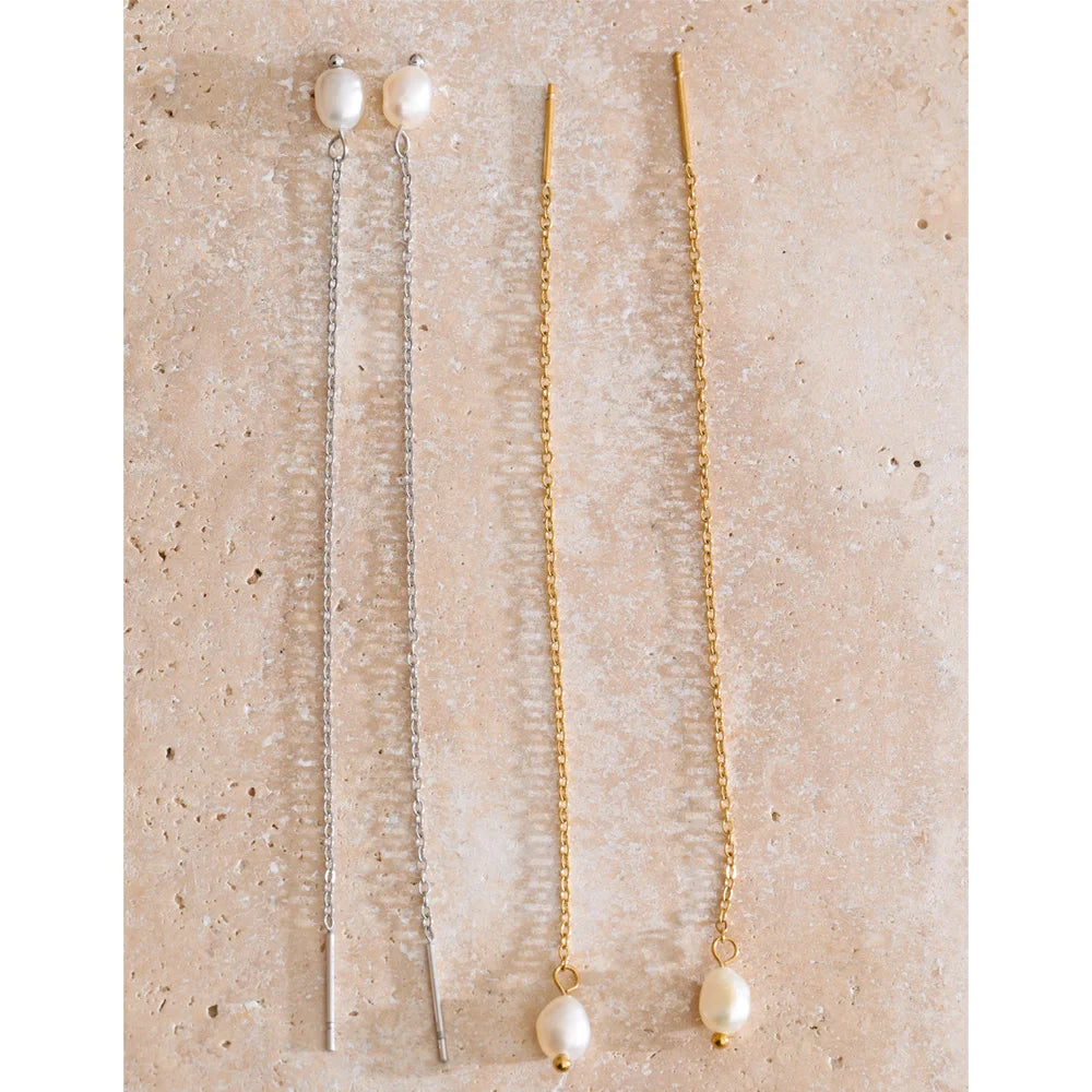 Women’s stainless steel jewelry pearl drop earrings waterproof