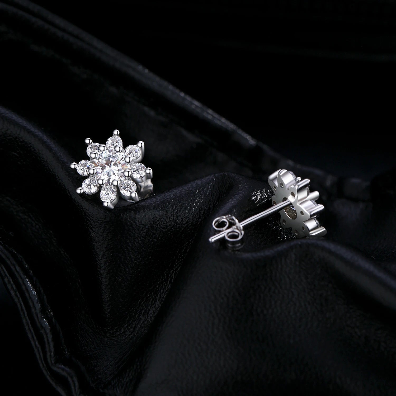 Sterling silver earrings with moissanite jewelry stones for classic style