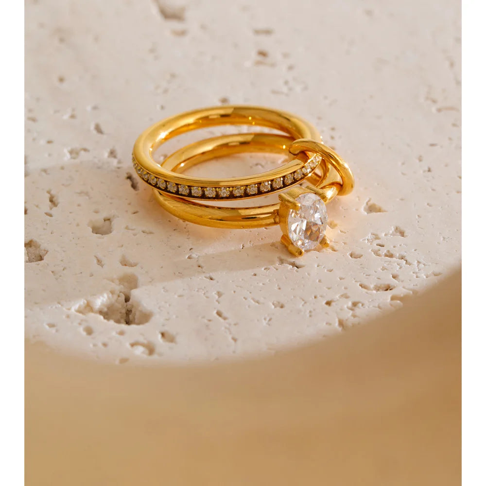 Gold ring design featuring brilliant cubic zirconia sparkle