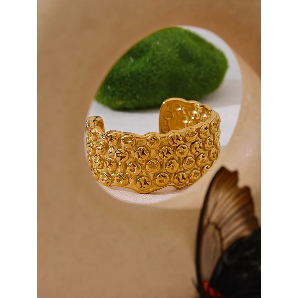 Elegant metal bracelet crafted as a bangle bracelet with gold plated finish