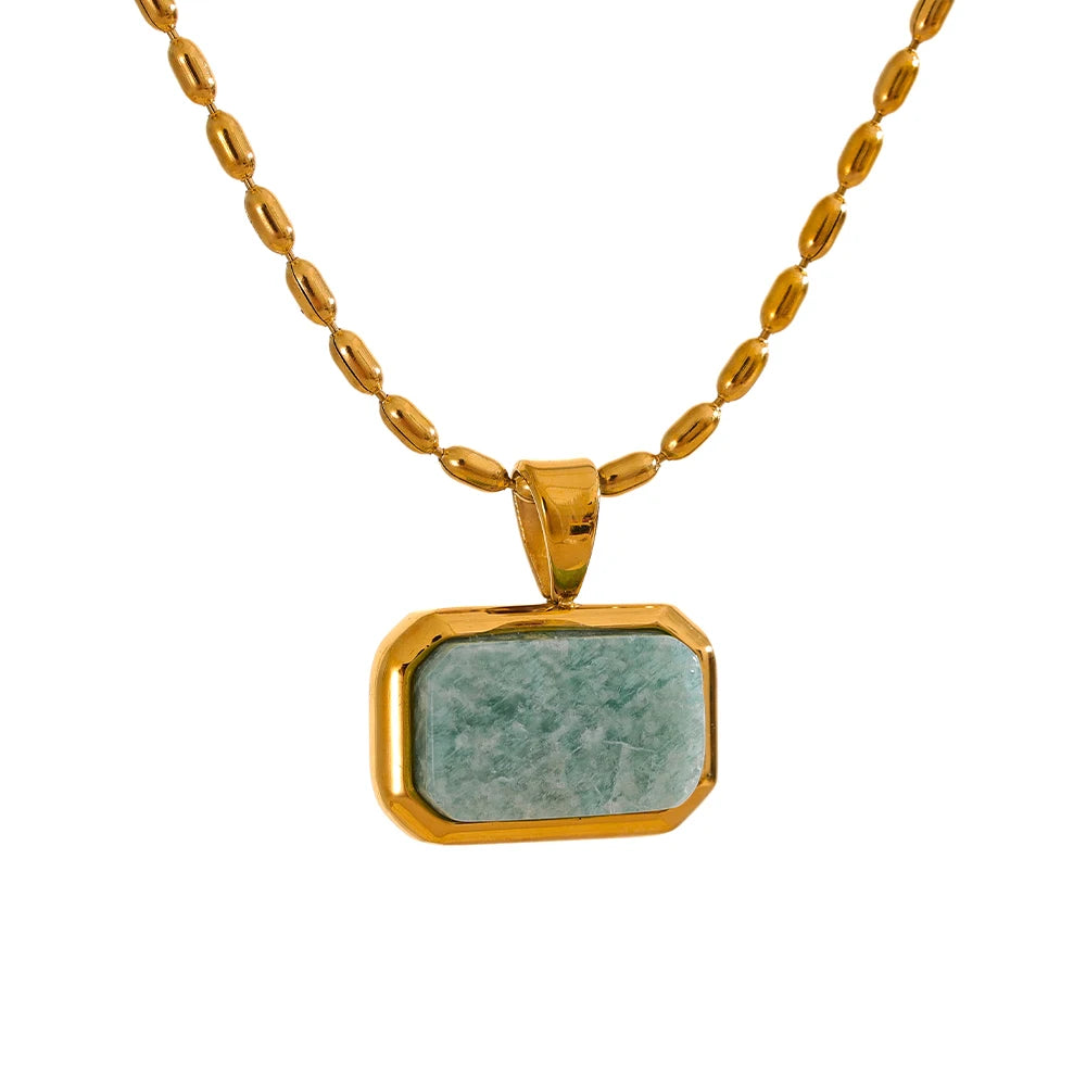 Amazonite Stone gold plated necklace charm for necklace and necklace layers