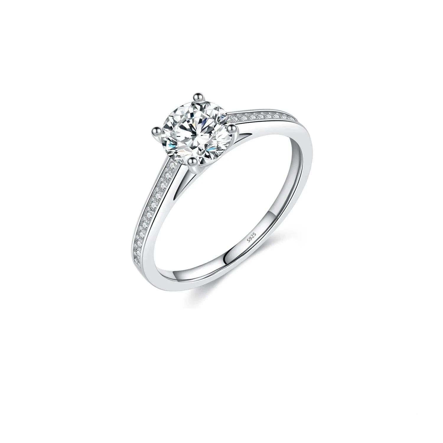 1 ct moissanite diamond ring for women in sterling silver