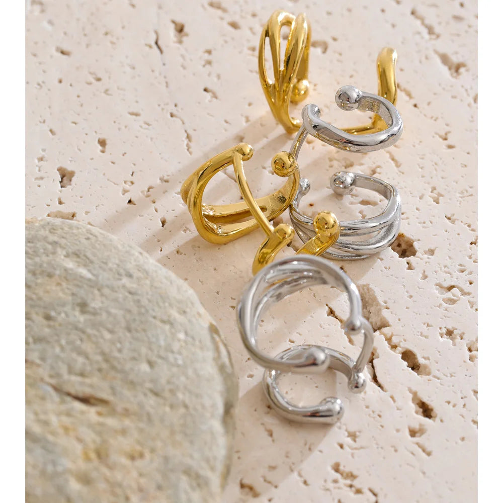 Waterproof jewelry ear clip with polished finish on ear