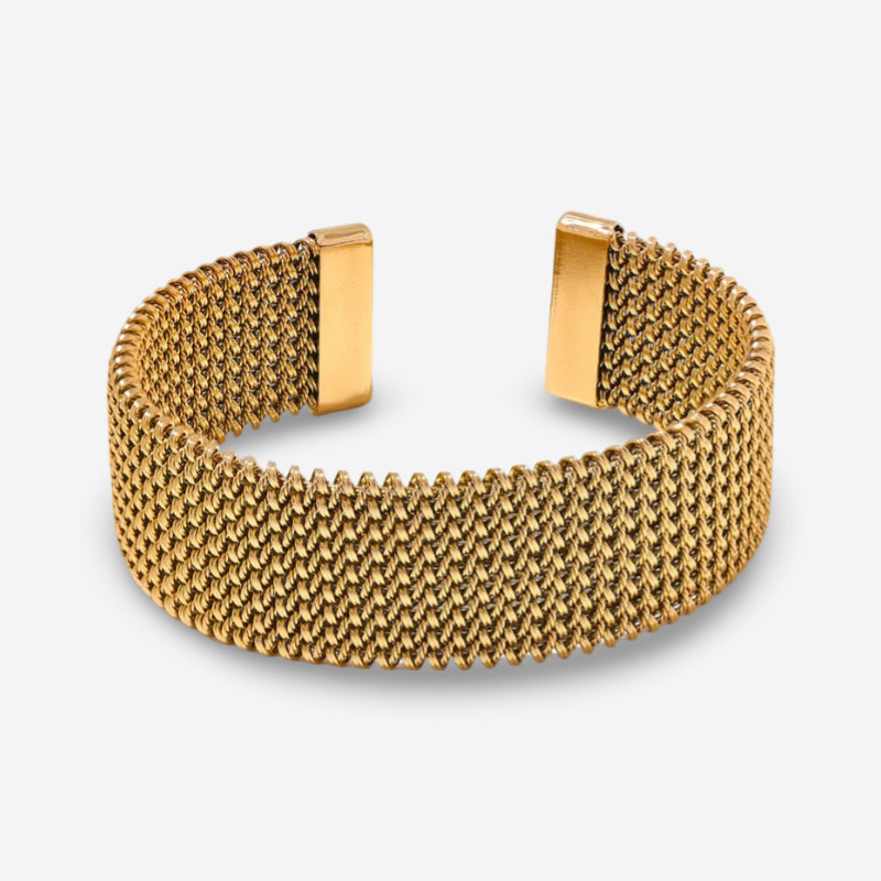 Gold cuff bracelet stainless steel wide open design
