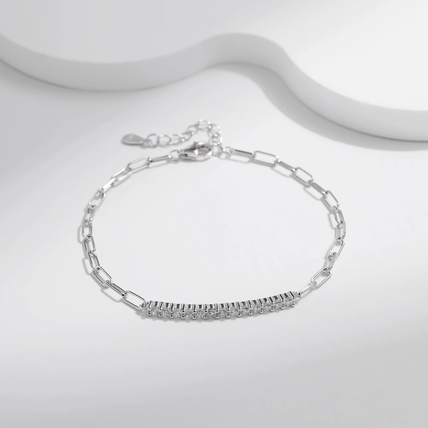 Elegant moissanite bracelets in sterling silver profile