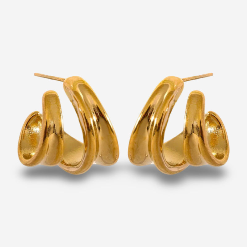 Waterproof geometric huggie earrings gold plated stainless steel