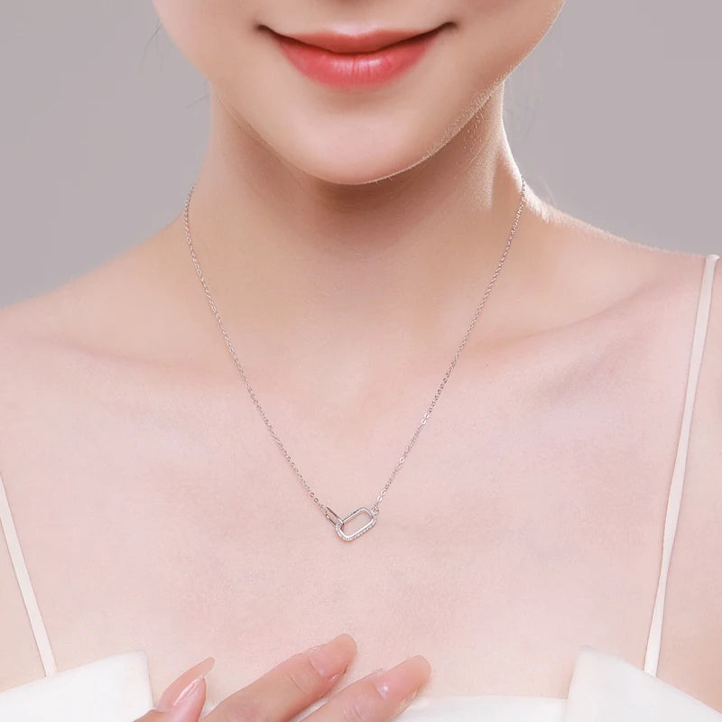 Sparkling clear CZ pendant necklace in 925 sterling silver