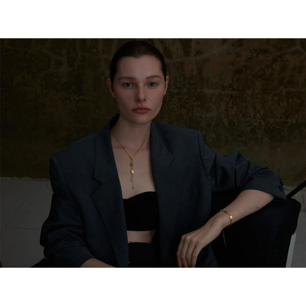 Flower necklace flower bracelet matching set