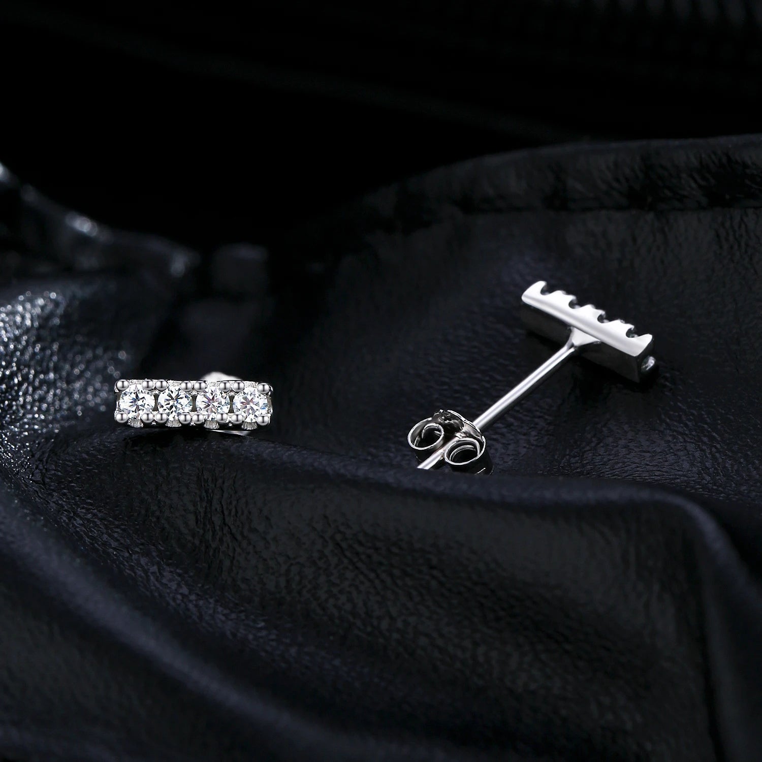 Elegant silver earrings styled as earrings stud earrings with moissanite